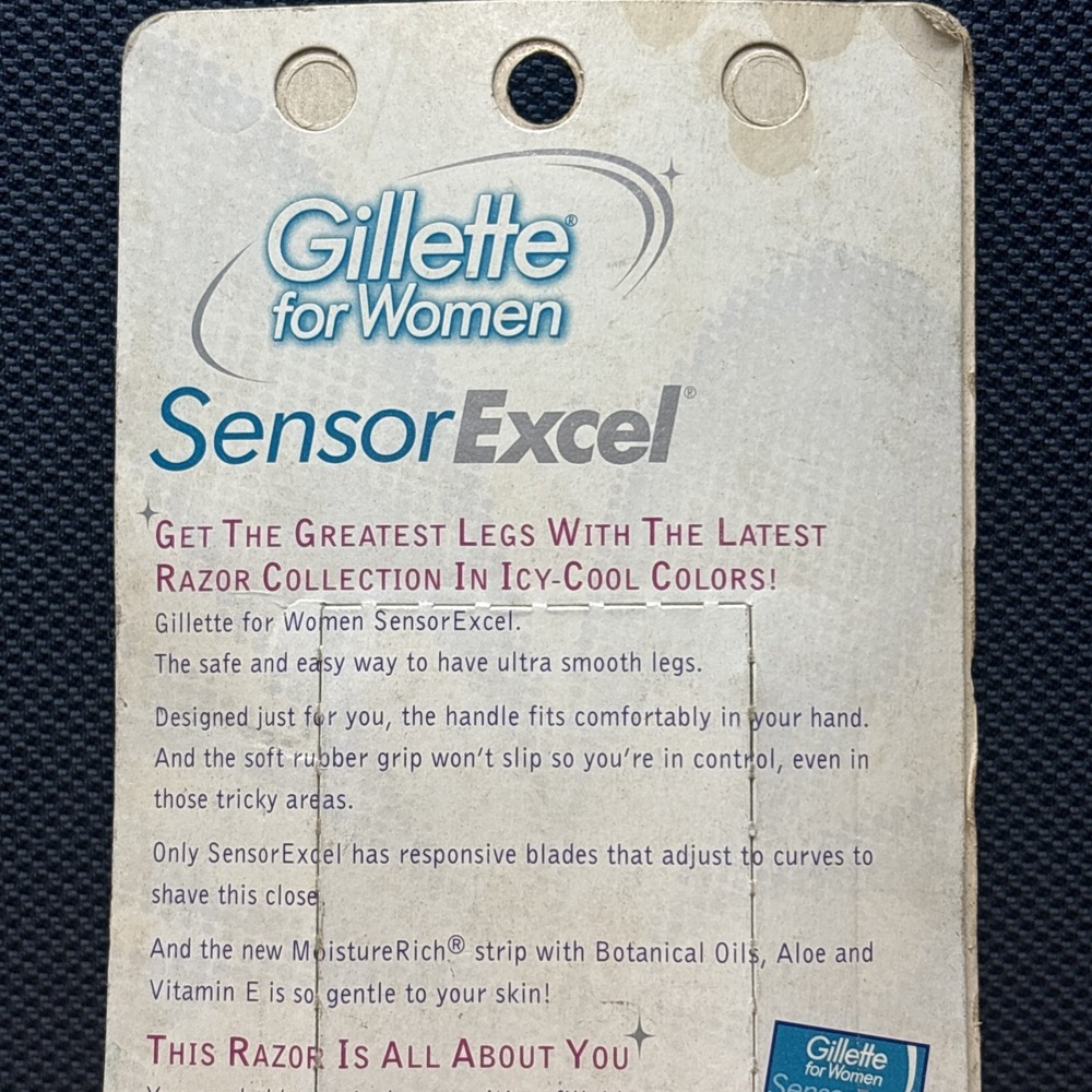 Gillette for Women Sensor Excel Razor Vintage 1999 Blue Sparkle NEW - Picture 5 of 9